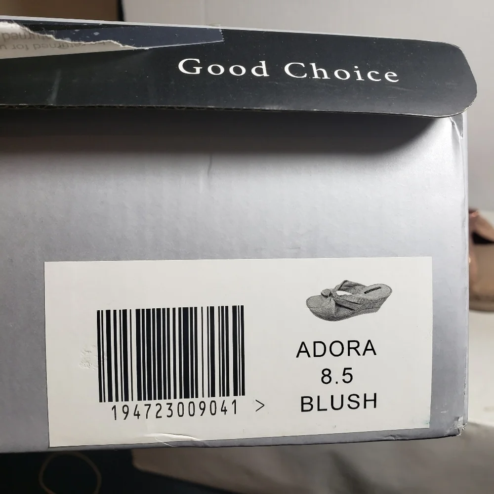 Good Choice Adora Blush Open Toe Backless Wedge Sandals Sz 8.5